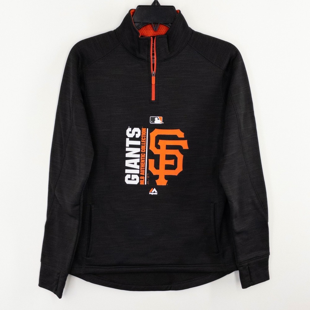 Majestic SF Giants Icon Streak‎ Space Dye 1/4 Zip Jacket Women's Medium Black